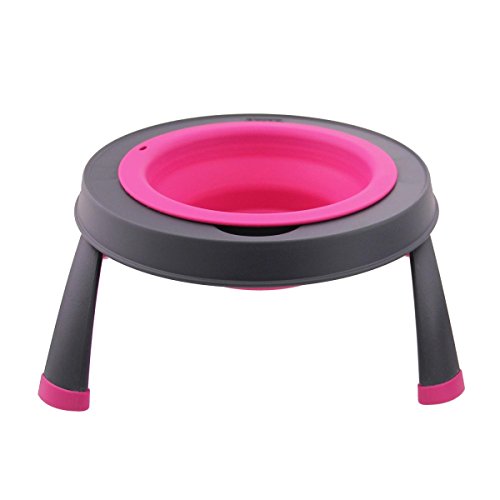 Dexas Popware for Pets Single Elevated Pet Feeder, Large, Gray/Pink - color: Gray/Pink, size: Large/4 Cup Capacity