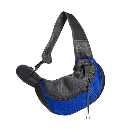 Pet Dog Sling Carrier, Breathable Mesh Adjustable Puppy Sling Carrier Hand Free for Small Medium Dog Cat Rabbit, L, Blue - color: Blue, size: 16.5"L x 10.2"W x 2.0"H