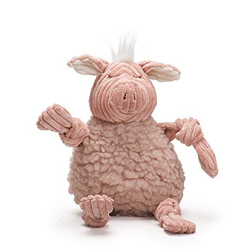 HuggleHounds Knottie Plush Dog Toy - Dog Stuffed Animal Toy, Puppy Toys, Squeaky Dog Toy for Small, Medium & Large Dogs, Soft Fleece, Durable Plush to Keep Them Busy - Penelope Pig, Large - size: Large, style: Penelope Pig
