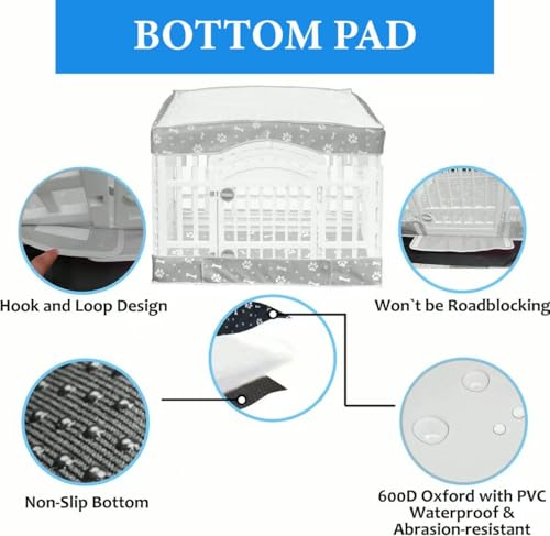 Dog Playpen Bottom Pad and Mesh Top Cover fit 36" x 36“ Puppy Playpen(Fence NOT Included),Reusable for Pet Training,Dog Crate,Waterproof Pet Pee Pads,Whelping,Puppies/Small Dogs,Hoop&Loop Design,Gray - color: 36"-BOTTOM and COVER-GARY