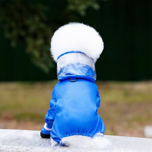Rain Jacket Dog Raincoat Hooded Windbreaker Dog Rain Jacket Raincoat Rain/Water Windproof for Small Rain Coat for Dogs Durable(Blue,Small)