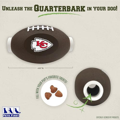 Pets First NFL Kansas City Chiefs Football Treat Dispensing Toy for Dogs, Cats - Interactive Fun, Natural Rubber Toy - color: Kansas City Chiefs
