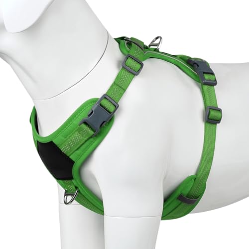 Plutus Pet No Pull Dog Harness, Release at Neck, Soft Padded, Reflective Adjustable Dog Vest Harness for Small, Medium, Large Dogs(Green, XS) - color: Green, size: XS