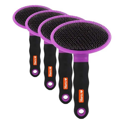 Hartz Groomer's Best Deshedding Slicker Dog Brush, Black/Violet, Dogs (Pack of 4) - size: 1 Count (Pack of 4), style: Large Slicker Brush