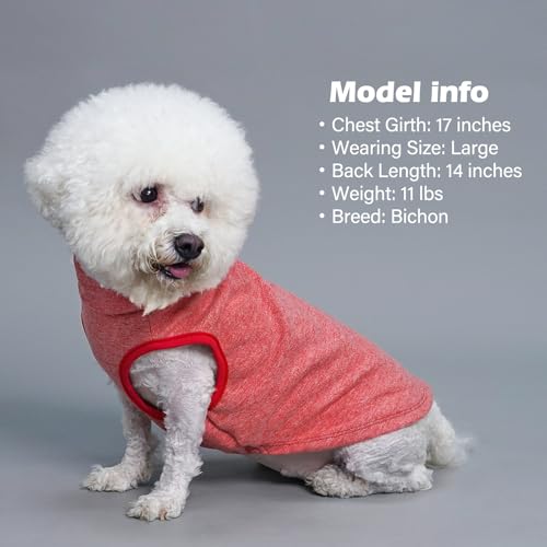 KYEESE 2Pack Dog Sweater Pullover Dog Sweaters for Small Dogs Girl Stretchy Pet Sweatshirt Small Pets Sweaters Turtleneck Pet Coats Warm Pets Clothes Soft Dogs Clothes - color: 7# Stripe+red, size: Large (12-18lbs)