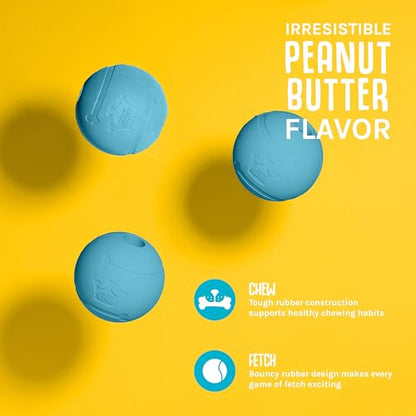 Chew King Flavored Rubber Ball Collection, 2.5 Inch Peanut Butter Flavor Rubber Balls 3-Pk - color: E) 2.5" 3-Pack (Peanut Butter)