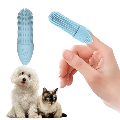 Jack & Milo Soft Silicone Finger Toothbrush for Dogs – Gentle & Effective Oral Care for Small Dogs, Puppies & Cats – Long-Lasting & Easy to Use – Blue – Ideal for Baby Pets - color: Blue