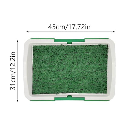 17.72" × 12.2" Portable Dog Grass Pad with Tray, Small Reusable Artificial Turf for Dogs Potty, Quickly Absorbency Puppy Pee Pads for Dogs Balcony Apartment Indoor Outdoor Use (Green, 17.72" × 12.2")