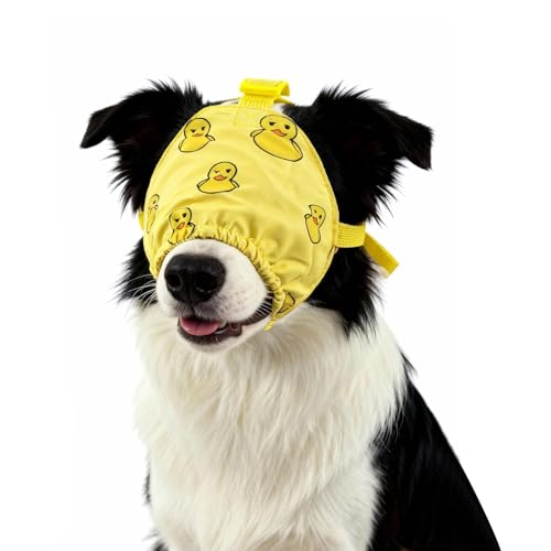 NACOCO Dog Calming Cap Eye Mask Ducks Nylon Shading Pet Anxiety Mask Muzzle for Grooming Anti Car Sickness (Yellow, XL) - color: Yellow Duck, size: XL