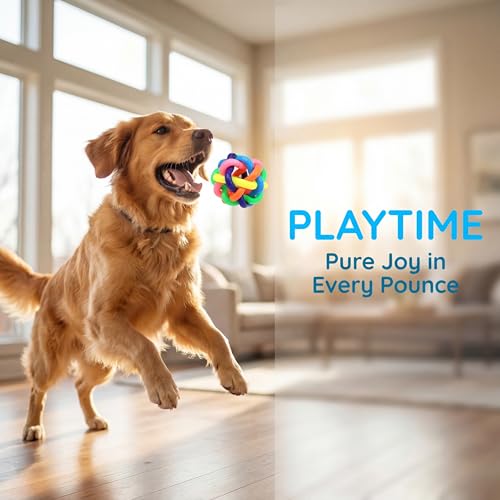 Dog chew Toys, Suitable for Teething Pets, Durable, and Good for Dental Cleaning. Interactive Dog Toys for Small, Medium, and Puppy chewers. - color: Bell ball