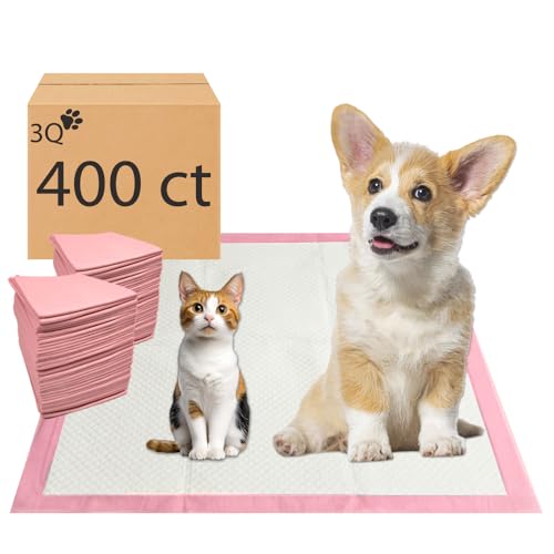 Pink Puppy Pee Pads, 400 Count - 22 x 22 Inch Dog Potty Training Pads, Leak-Proof Quick Absorb 6-Layer Design for Pet Pissing Weewee Training, Ideal for Puppies, Cats, Rabbits, and Guinea Pigs - size: Pink-400 Count