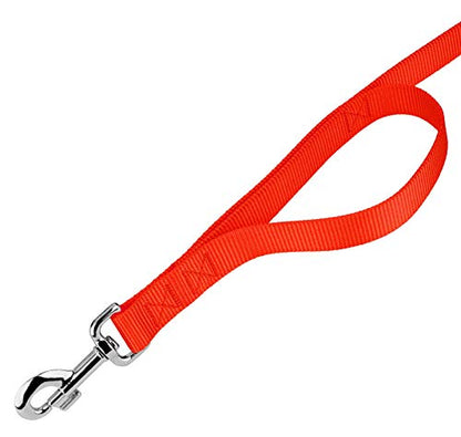 Country Brook Petz - Vibrant 17 Color Selection - Heavyduty Doublehandle Nylon Leash (6 Foot, 3/4 Inch Wide, Neon Orange) - color: Neon Orange