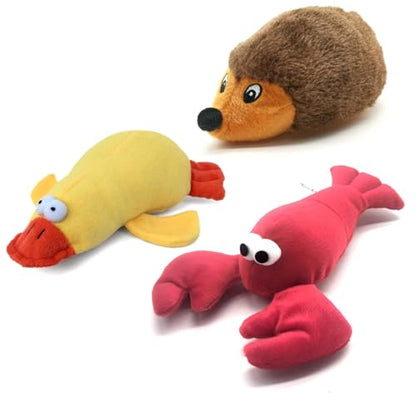 JKW Squeaky Plush Dog Toy Set, 3 Pack Interactive Pet Toys, Chew Toys for Small Medium Large Dogs (Lobster 3 Pack)