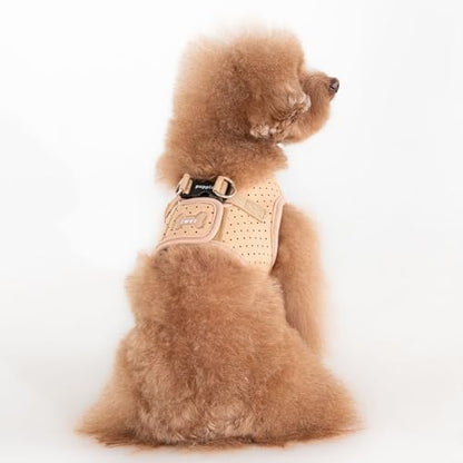 Puppia Dotty Dog Vest Harness B (Step-in) Fashionable Polka Dot Pattern Spring Summer Harness for Small Dogs, Beige, Small - color: Beige, size: Small