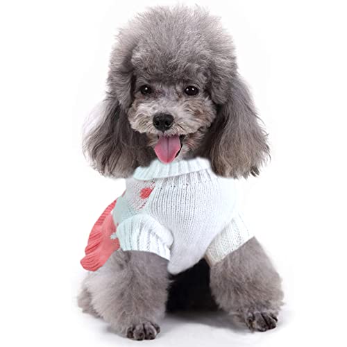 CHBORCHICEN Pet Dog Sweaters Classic Knitwear Turtleneck Winter Warm Puppy Clothing Cute Strawberry and Heart Doggie Sweater (XS, Dress-Pink) - color: Dress-Pink, size: X-Small