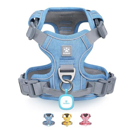 Pawaii No Pull Dog Harness with Pet ID Tag,Reflective Strips No Choke Front O Ring Breathable Mesh Adjustable Soft Padded Pet Vest with Easy Control Handle for Small Dogs | Built for safer walks with a QR Pet ID Tag, front no pull clip, reflective trim, c