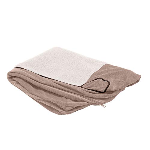 Furhaven Replacement Dog Bed Cover Sherpa & Chenille Sofa-Style, Machine Washable - Cream, Medium - color: (Sherpa & Chenille) Cream, size: Medium