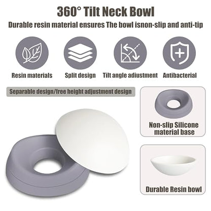 French Bulldog Food Bowl- Slanted Tilted Pug Food Water Bowl,Cat Bowl- Feeder for Frenchie/Shih Tzu/Flat Faced Small Dogs/Puppies/Cats (Grey, 2 Cup) - color: Grey, size: 2 Cup
