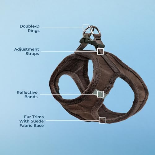 Best Pet Supplies - All Weather Plush, Reflective, No Pull Harness for Small, Medium Dogs, Cats - Secure with Hook & Loop Fastener, Buckle, Double D-Rings - Chocolate Suede, M - color: Chocolate Suede, size: M