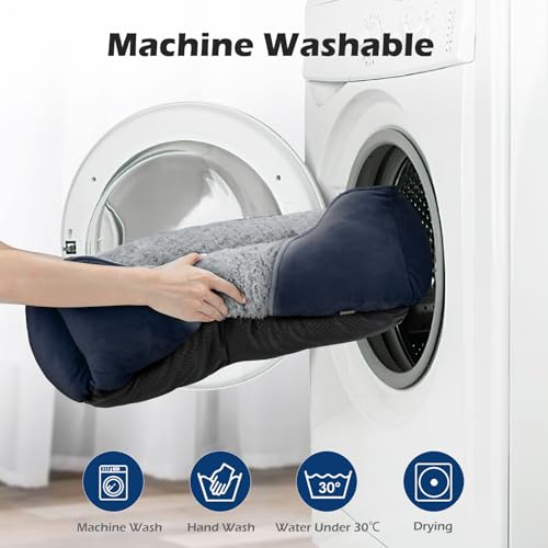INVENHO Large Dog Bed Rectangle Washable Orthopedic Soft Calming Sleeping Durable Pet Cuddler with Anti-Slip Bottom - color: Navy, size: L(30"x 24"x 9")