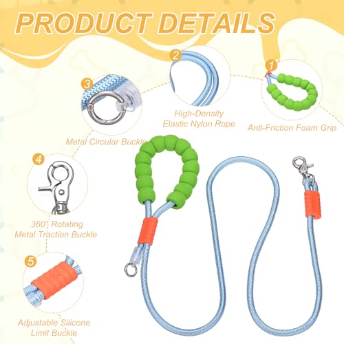 Dog Leash with Padded Hands Free, 4.9ft/1.5m Adjustable Bungee Dog Training Leash, No Pull Heavy Duty Nylon Rope(Blue), Intended for Large Medium Pet Running/Hiking/Walking - color: Blue, size: 4.9ft/1.5m