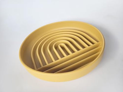 Modern Rainbow Pet Slow Feeder Bowl, Silicone Slow Feeder for Dogs & Puppies, Slow Eating, Modern Lick Mat Design, Reduces Gulping, Dishwasher Fit, for All Breed, Durable Mealtime Puzzle (Sunstone)