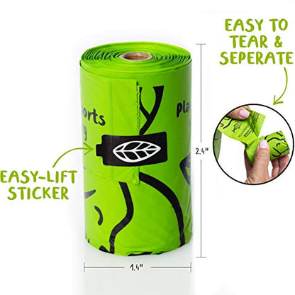 PLANET POOP Home Compostable Dog Poop Bags Extra-Long with Handles 60 Un-Scented Pet Waste Bags Plastic Free, Thick Leakproof Plant-Based Doggy Bag, Cats & Dogs Pet Supplies - size: 60 Count (Pack of 1)