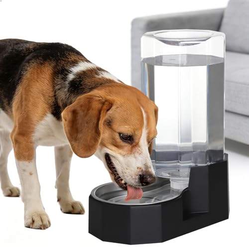 Sfozstra 8L Dog Water Dispenser - Gravity Fed, Stainless Steel | Black, No Power Needed, Spill-Proof, Non-Slip Base, Easy-Clean, For Large Dogs & Multi-Pet Homes, Garage/Patio - color: Black, size: 8L Without Filter