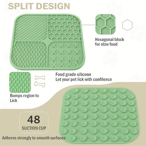 Dog Puzzle Toys Set,Interacive Slow Feeder for Cat,Dog Lick Mat with Suction Cups,Pet Enrichment Toys from Small to Medium - color: Green