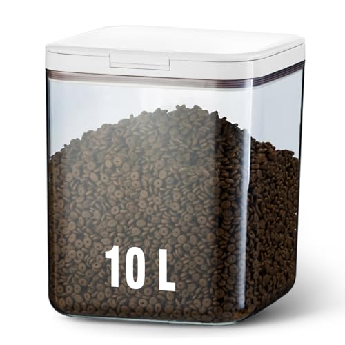 Airtight Dog Food Storage Container 15lb / 11L – Pet Food Storage Bin with Lids, Cat Treat Jar, BPA Free, Dry Boxs, Rice Storage Container for Flour, Cereal & Grain, White - color: (D983)-11L