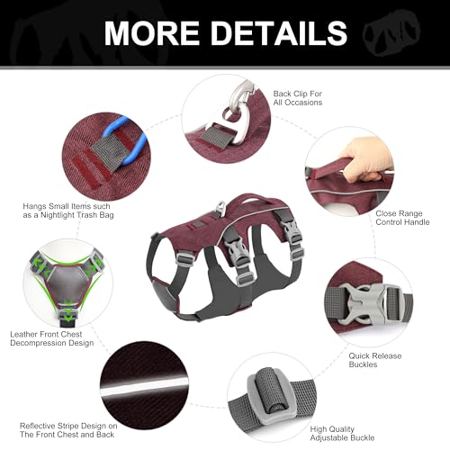 Escape Proof Dog Harness with Handle - Reflective No Pull Dog Vest, Lightweight Full Body Pet Harness Adjustable for Small Dogs Walking,Training(Maroon,Chest:14-22") - color: Maroon, size: XS: Chest 14-22", Fit 8-12 lbs