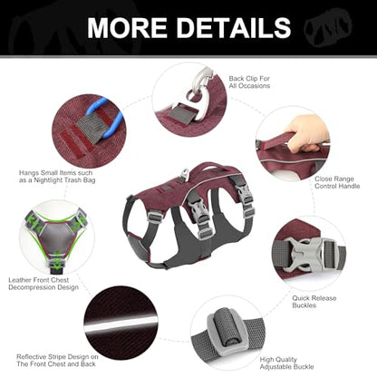 Escape Proof Dog Harness Medium Sized Dog, Reflective No Pull Dog Vest with Handle, Lightweight Full Body Pet Harness Adjustable for Walking,Training(Maroon,Chest:17-32") - color: Maroon, size: M: Chest 17-32", Fit 25-55 lbs