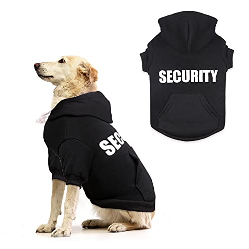 Security Dog Hoodie Dog Sweaters for Large Dogs Soft Brushed Fleece Clothes Hoodie Sweatshirt with Pocket(L) - size: Large