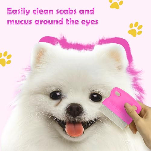 Flea Comb for Cats Dogs, 6 Pack Pet Lice Comb Set Pet Grooming Pets for Small, Medium & Large Pets（Pink） - color: Pink
