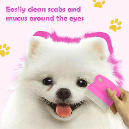 Flea Comb for Cats Dogs, 6 Pack Pet Lice Comb Set Pet Grooming Pets for Small, Medium & Large Pets（Pink） - color: Pink