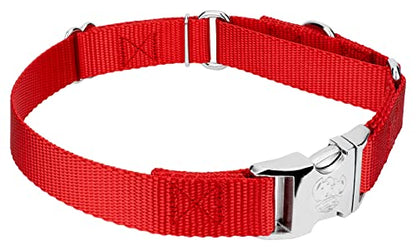 Country Brook Petz - Martingale Dog Collar - Heavy Duty Nylon Adjustable Martingale Dog Collar with Premium Buckle for Small Medium Large Breeds (5/8 Inch, Extra Small, Bright Red) - color: Bright Red, size: Extra Small (Pack of 1)