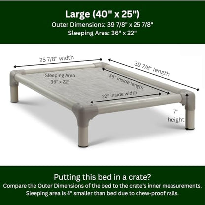 Kuranda Chewproof Elevated Dog Bed – 40" x 25" - Sunsure Textilene - Birch - color: Birch, size: Large