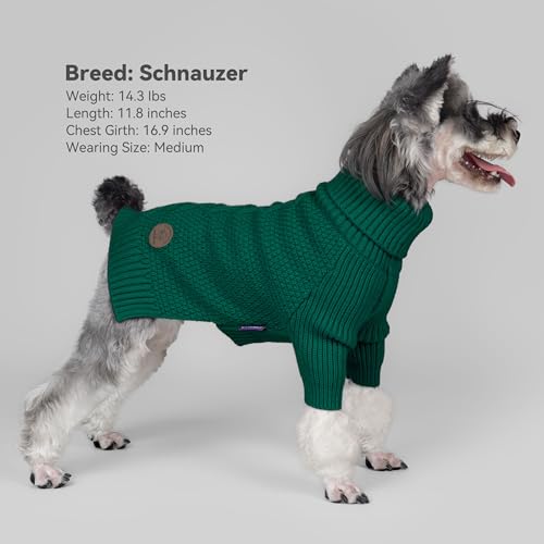 cyeollo Dog Sweater Pullover Turtleneck for Dogs, Classic Knitwear Fall Winter Cold Weather Dog Clothes Warm Pet Apparel Small Medium Large Dog Sweaters, Green S - color: Green, size: Small