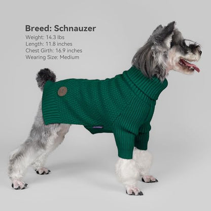 cyeollo Dog Sweater Pullover Turtleneck for Dogs, Classic Knitwear Fall Winter Cold Weather Dog Clothes Warm Pet Apparel Small Medium Large Dog Sweaters, Green S - color: Green, size: Small