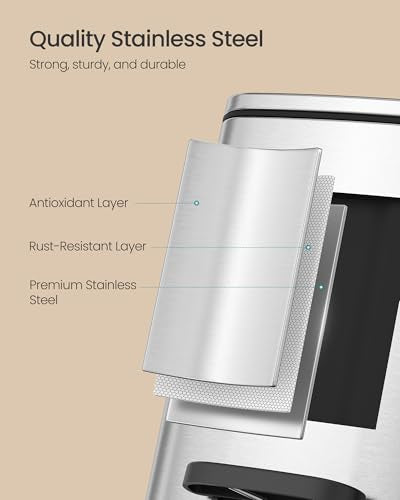 SONGMICS Dog Poop Trash Can, 1.6-Gallon (6 L) Outdoor Garbage Can with Lid, Soft Close, Stainless Steel with Inner Bucket, Metallic Silver ULTB590E02 - color: Metallic Silver