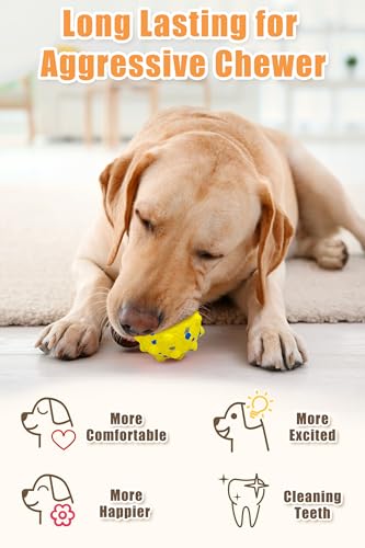 Moonorange 3.7'' Dog Balls for Dogs Aggressive Chewers Indestructible Tennis Durable Bouncy Interactive Dog Toy Balls for Fetch Game Floating Balls (White Large) - color: White-Large