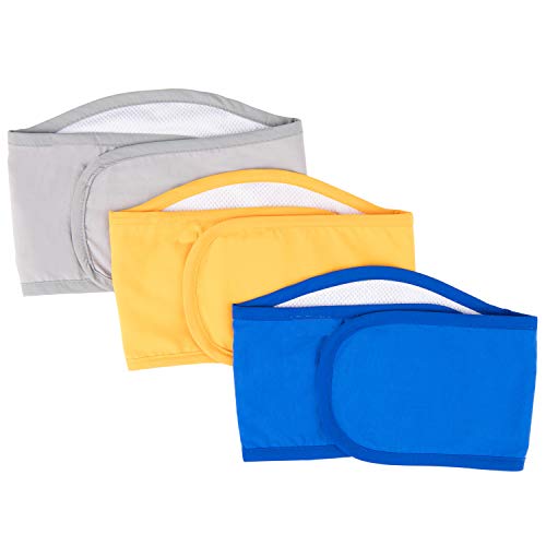 Reusable Male Dog Diapers Washable Belly Bands Dog Wraps (Pack of 3) (S (Waist13-16), Dark Blue+Grey+Yellow)