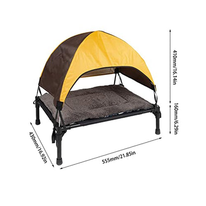 Dog Travel Cot, Elevated Dog Cot with Canopy, Travel Outdoor Camping Dog Bed with Washable Pad, Folding Outdoor Raised Elevated Cooling Dog Cot Beds for Small Dogs - color: Pet camp bed+cushion+ceiling