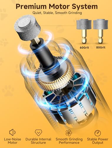 Dog Nail Grinder, Electric Dog Nail Trimmer Quiet with 2 LED Lights, 3-Speed Pet Nail Grinder for Dogs & Cats, Rechargeable 2000mAh Nail Grinder for Small Medium Large Dogs with Light, White - color: White