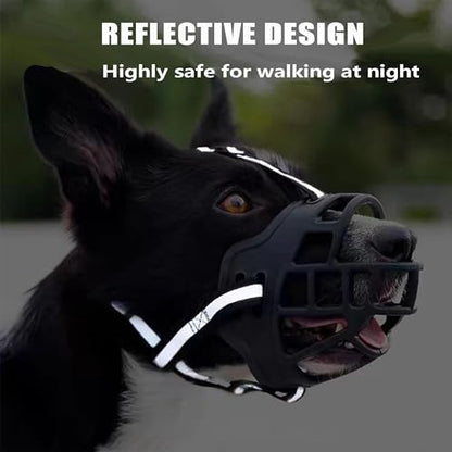 Soft Basket Rubber Dog Muzzle,Dog can Pant and Drink,Breathable Adjustable Muzzle to Prevent Biting and Chewing,Humane Cage Mouth Cover,Perfect for Grooming and Training Aggressive Dog (Black, 1#XS) - size: XS