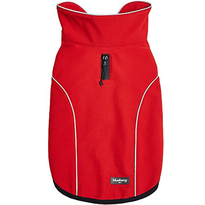 Blueberry Pet Windproof Waterproof Reflective Softshell Dog Jacket, Red, Size 14 - color: Red, size: Size 14
