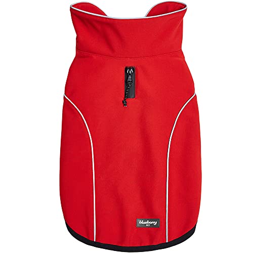 Blueberry Pet Windproof Waterproof Reflective Softshell Dog Jacket, Red, Size 16 - color: Red, size: Size 16