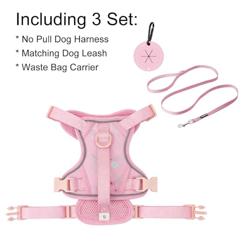 Petmolico No Pull Cute Dog Harness for Small Dogs, with Two Leash Clips and Soft Handle, Reflective Easy Walk Dog Harness- Light Pink,Small - color: Light Pink, size: Small