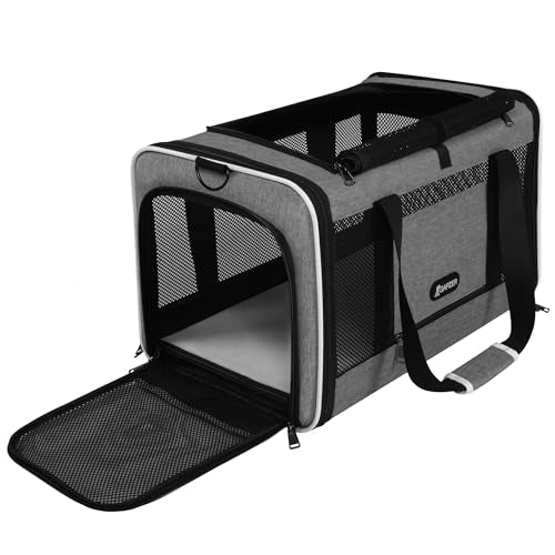 GAPZER Cat Carrier 18x11x11 Top Load Soft Pet Travel Bag Over 15 lbs, Collapsible Small Dog Puppy Crate 10 Pounds, Small Animal Rabbit Kennel Carrying Case, Kitten Mesh Cage Medium Cat Under 25 Grey - color: Grey