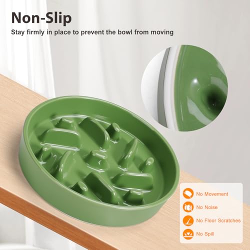 Ceramic Slow Feeder Dog Bowl, 2 Cups Dog Food Bowls for Small, Medium, and Large Breed, Anti-Slip Puzzle Food Dish to Slow Down Eating (Green, 2 Cups) - color: Maze - Green